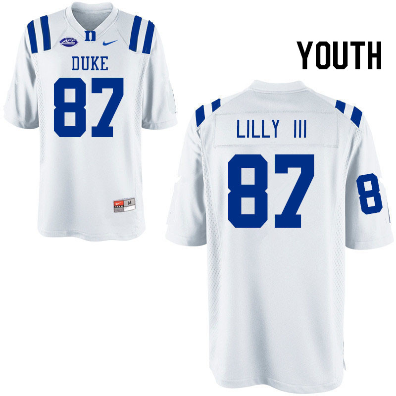 Youth #87 Beau Lilly III Duke Blue Devils College Football Jerseys Stitched Sale-White - Click Image to Close